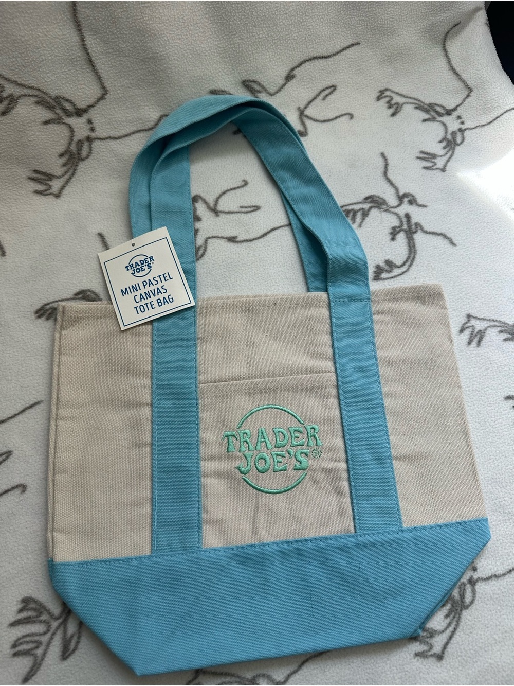 Trader Joe's Mini Pastel Canvas Tote Bag in Light Blue